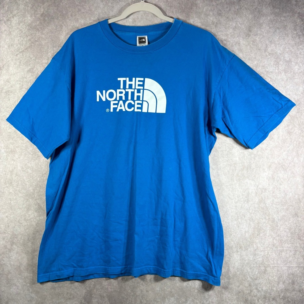 The North Face T-Shirt Mens Large Blue Half Dome Graphic Short Sleeve Cotton